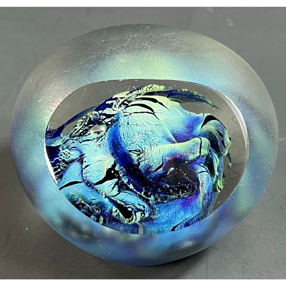 1989 Mark Wells Art Glass Paperweight Vintage